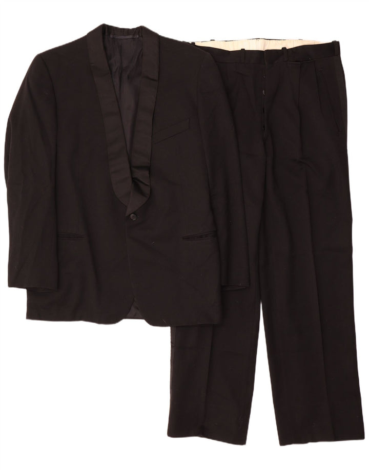 Vintage Homme 1 Bouton 2 Pièces Costume IT 52 XL W32 L30 Noir