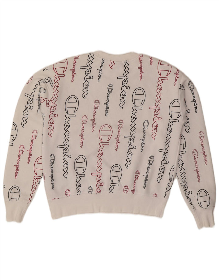 CHAMPION Sweat-shirt surdimensionné graphique pour femme UK 10 Petit Blanc