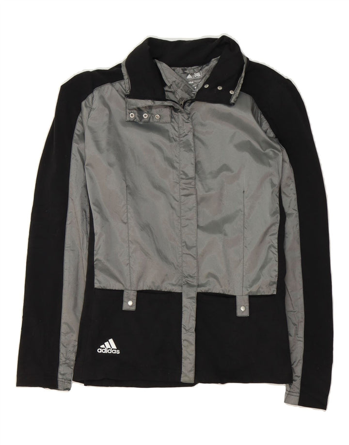 ADIDAS Womens Clima Proof Tracksuit Top Jacket UK 14 Medium Grey Vintage Adidas and Second-Hand Adidas from Messina Hembry 