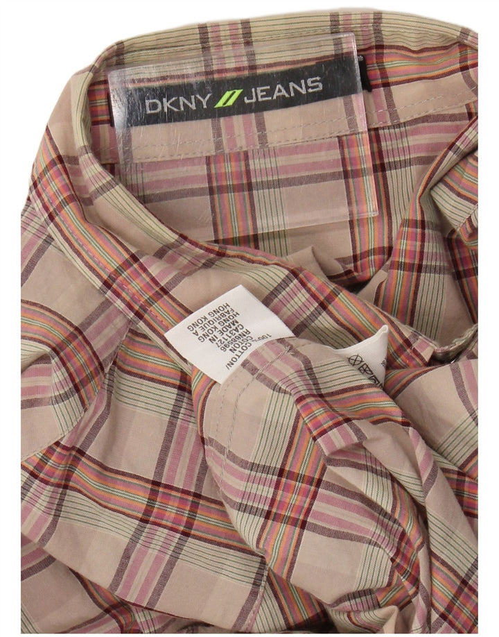 DKNY Chemise Homme Carreaux Beige Moyen Coton
