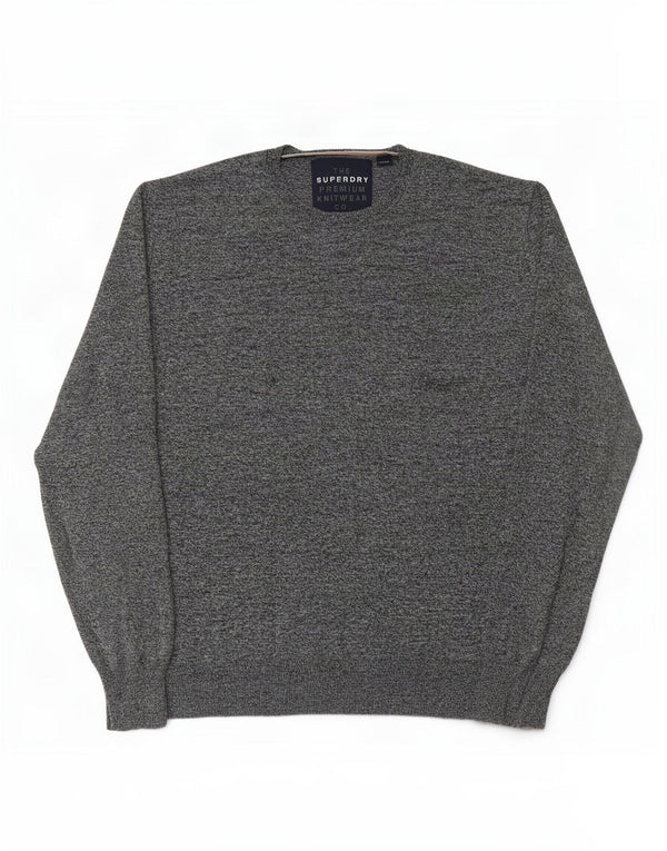 Superdry Pull ras du cou pour homme 2XL Gris chiné en coton