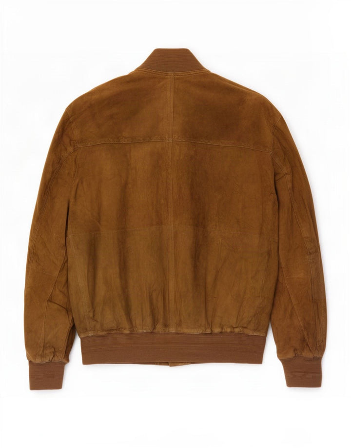 vintage Mens Suede Bomber Jacket UK 40 Grand Cuir Beige