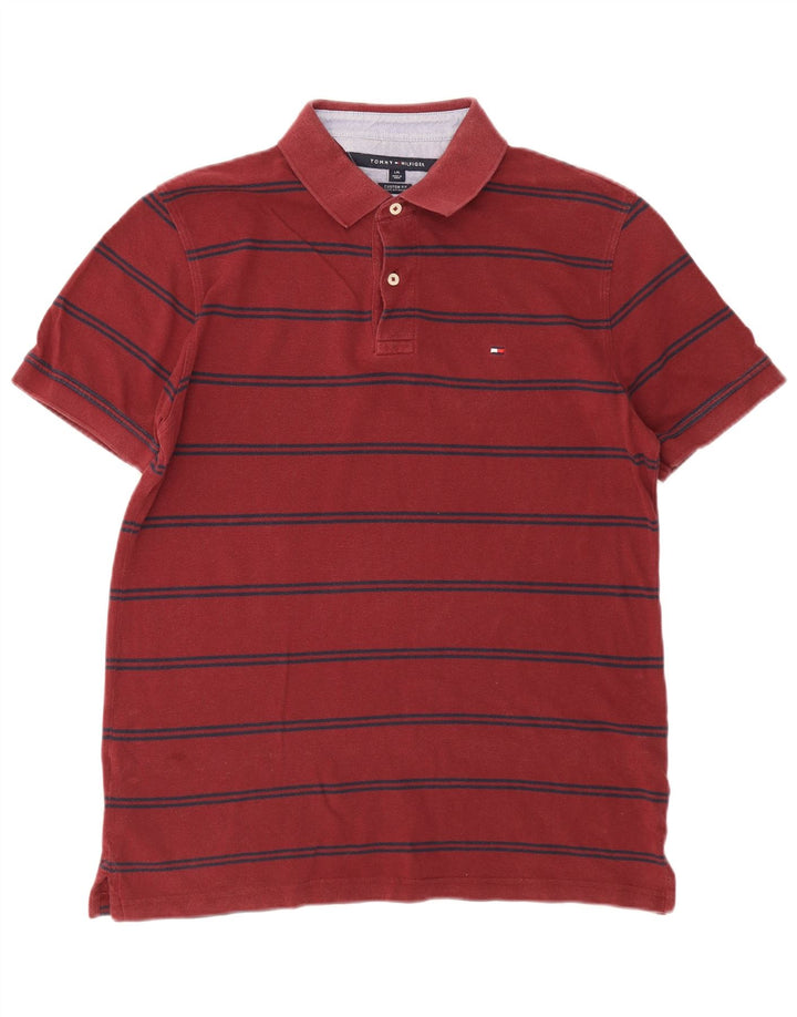 Tommy Hilfiger Polo sur mesure pour homme Large rayé rouge