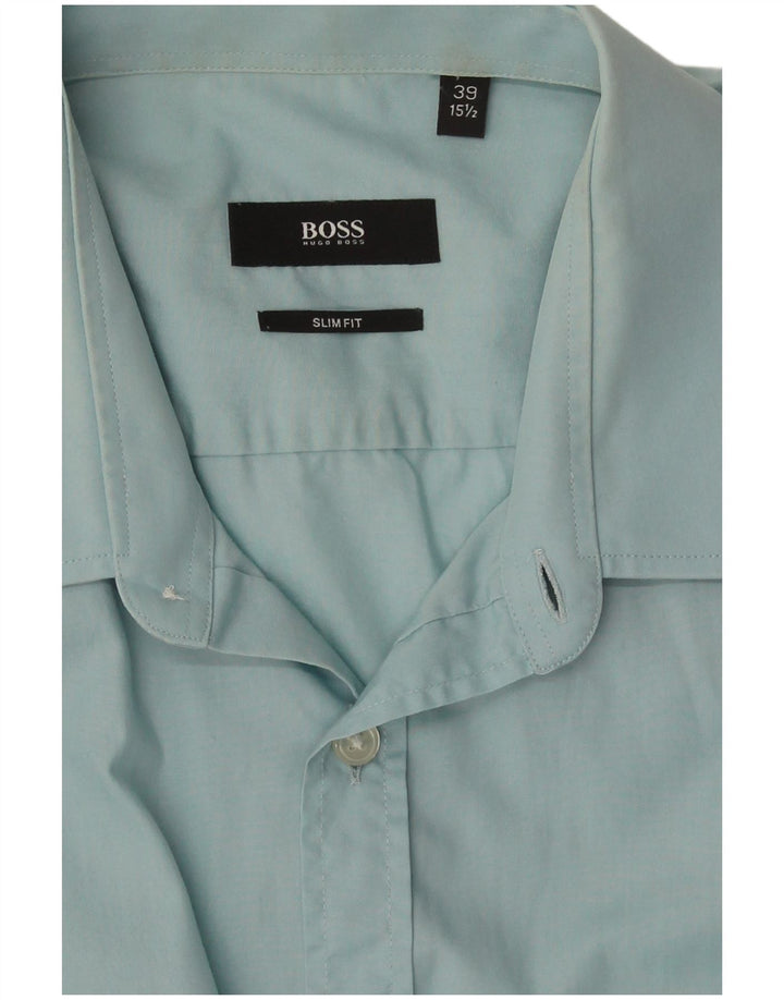 Hugo Boss Chemise slim fit pour homme Taille 39 15 1/2 Bleu moyen