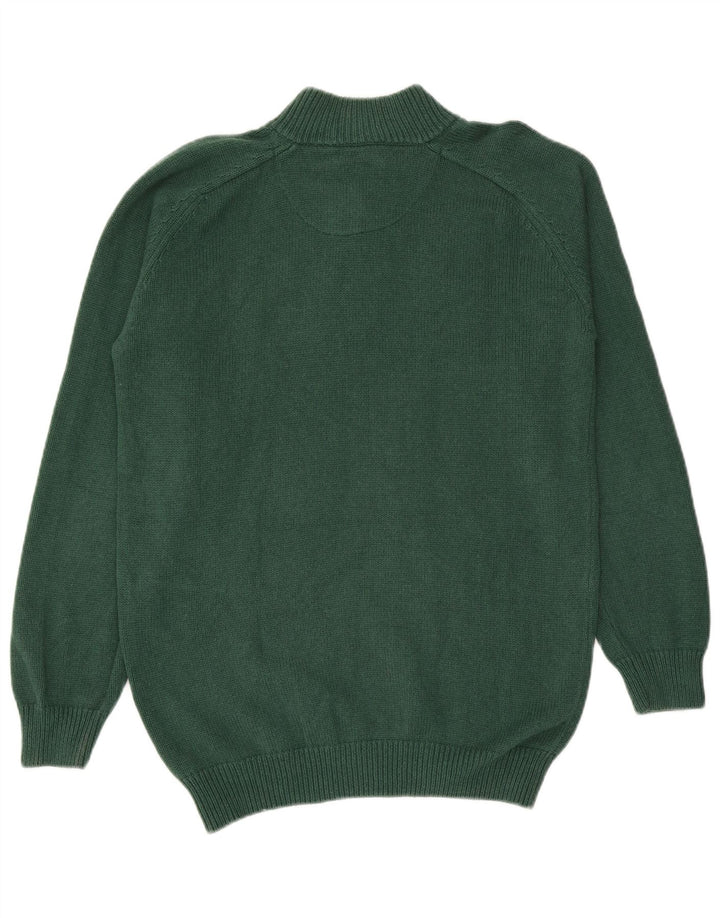Massimo Dutti Pull col boutonné pour homme en coton vert moyen