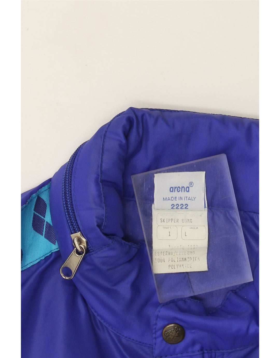 Arena Veste de pluie à capuche graphique pour homme UK 40 Large Bleu Polyamide