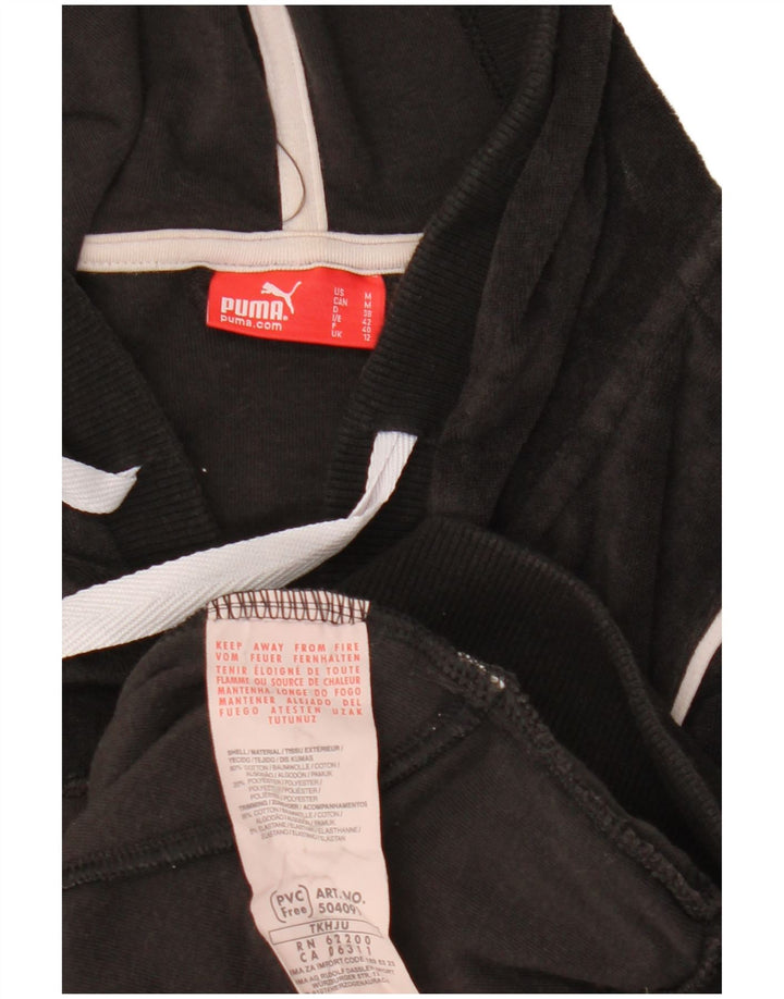 PUMA Pull à capuche zippé en velours à manches courtes pour femme UK 12 Noir moyen