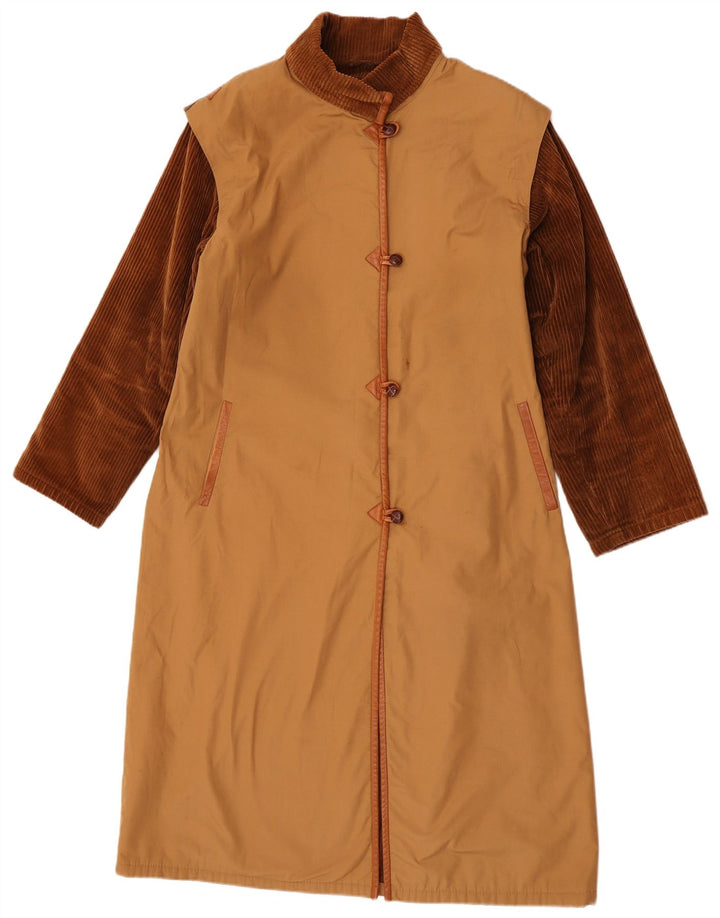 vintage Womens Overcoat UK 16 Grand Brown Colourblock