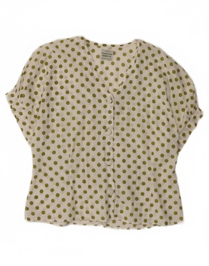 Benetton Chemisier à manches courtes pour femme IT 44 à pois blancs moyens