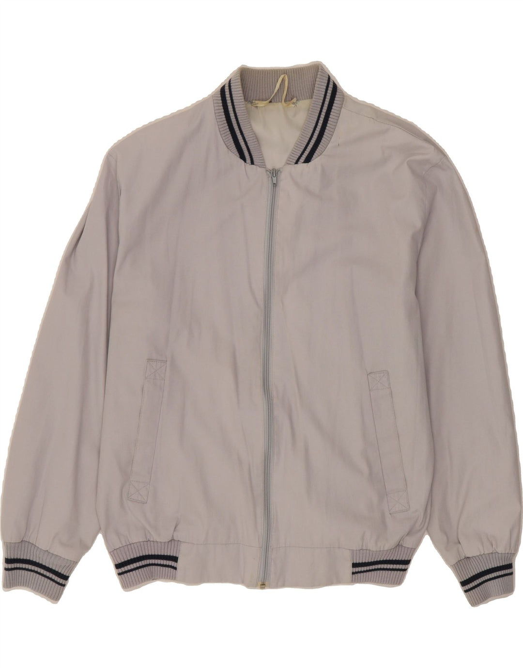 VINTAGE Mens Bomber Jacket UK 40 Large Grey Cotton Vintage Vintage and Second-Hand Vintage from Messina Hembry 