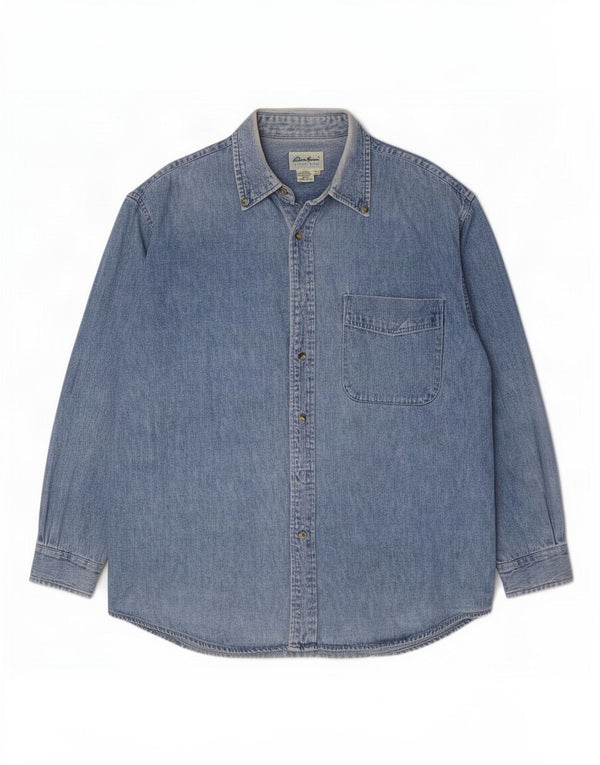 Eddie Bauer Chemise en jean pour homme Grand coton bleu