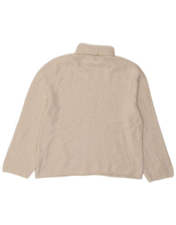 Zara Pull surdimensionné à col roulé pour femme UK 10 Petit acrylique blanc