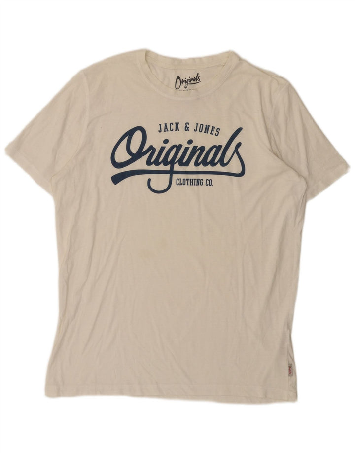 Jack & Jones T-Shirt Graphique Homme Haut XL Blanc Polyester