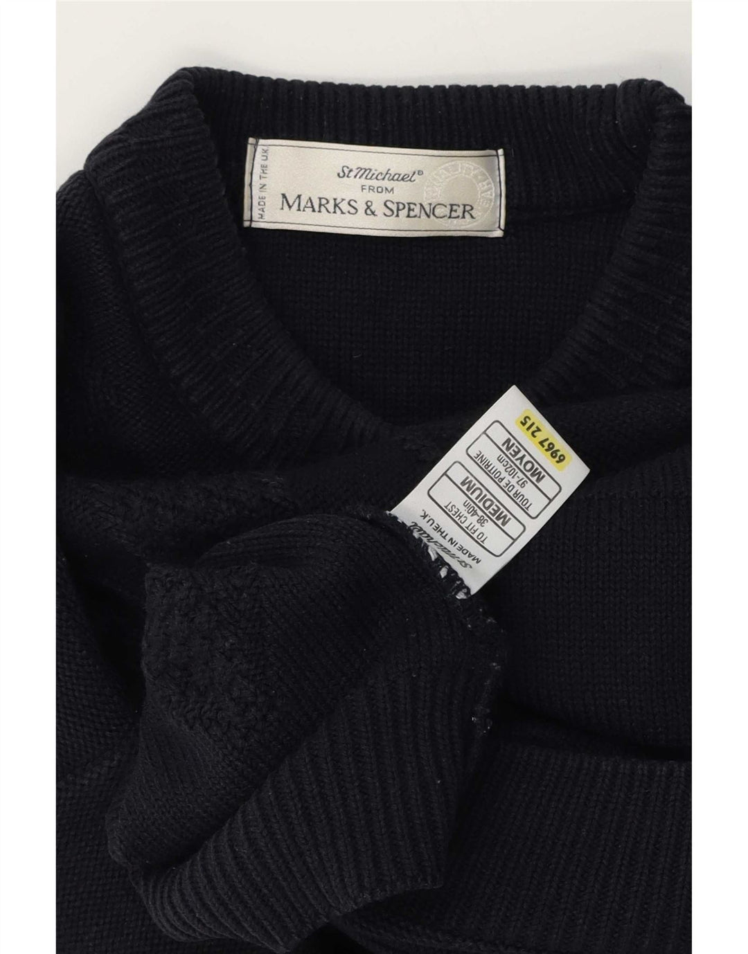 Marks & Spencer Pull St. Michael Crew Neck Jumper Homme Bleu Marine Moyen