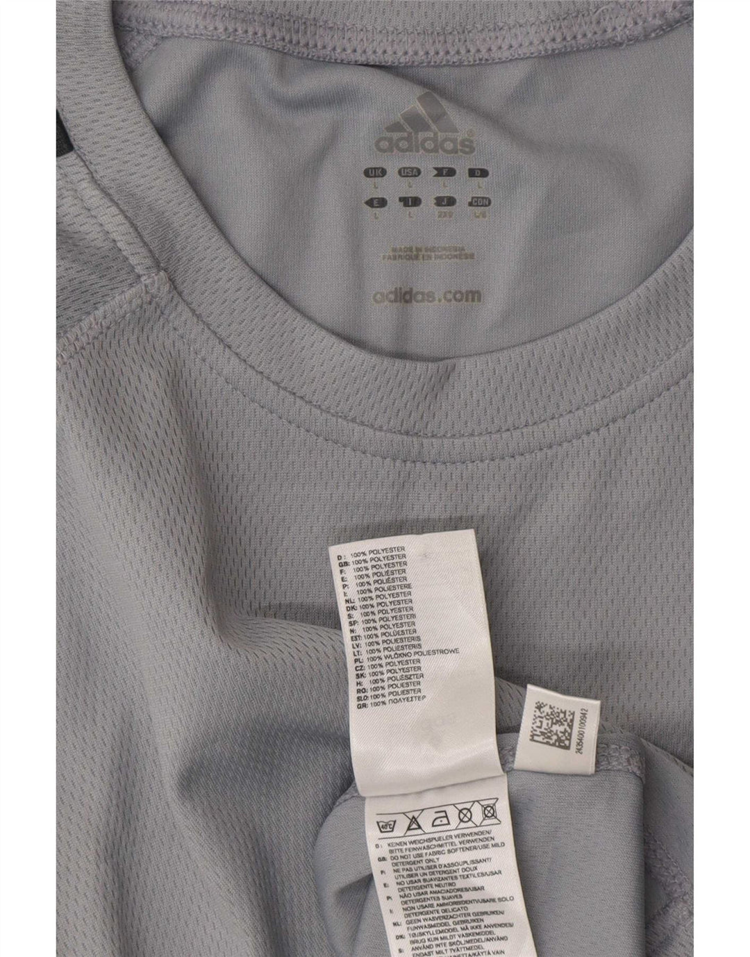 Adidas Hommes Climalite Graphic T-Shirt Top Large Gris Polyester