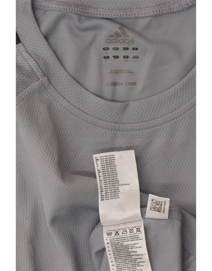 Adidas Hommes Climalite Graphic T-Shirt Top Large Gris Polyester