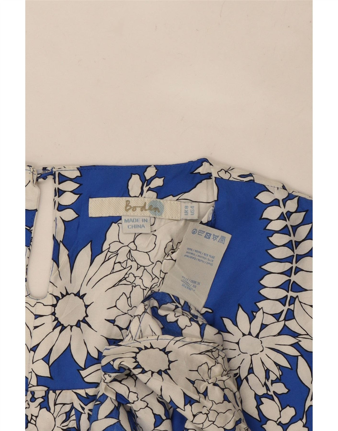 BODEN Femme Chemisier Top UK 8 Petit Bleu Floral Viscose