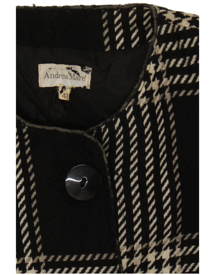 ANDREA MARE Womens 4 Button Blazer Jacket IT 42 Medium Black Check Wool