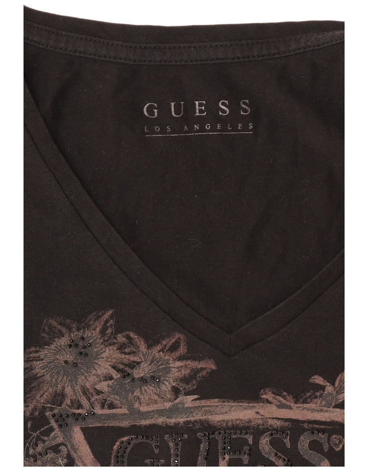 Guess T-shirt graphique pour femme UK 12 Noir moyen