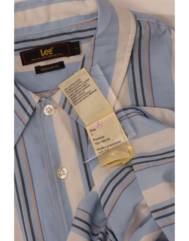 Lee Chemise à manches courtes pour hommes, coupe régulière, grand coton rayé bleu