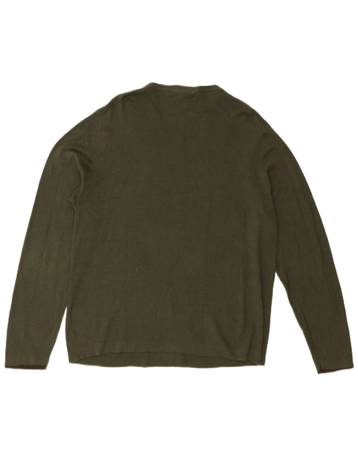 Eddie Bauer Pull col V pour homme en coton kaki moyen