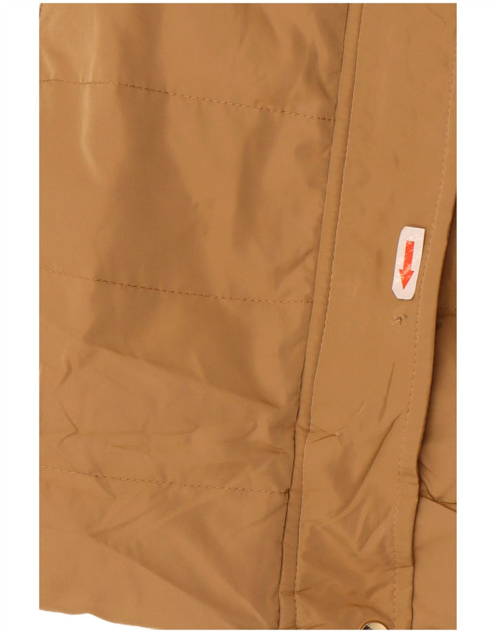 Zara Manteau rembourré à capuche pour femme UK 14 Polyester beige moyen