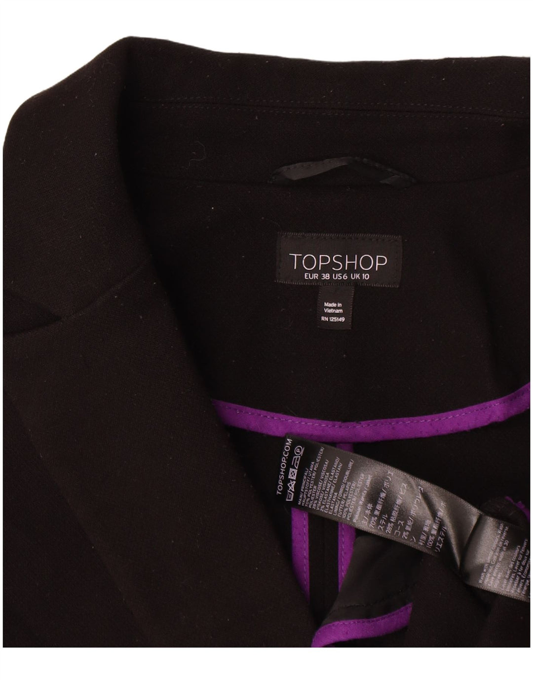 Topshop Manteau surdimensionné pour femme UK 10 Petit Noir Polyester