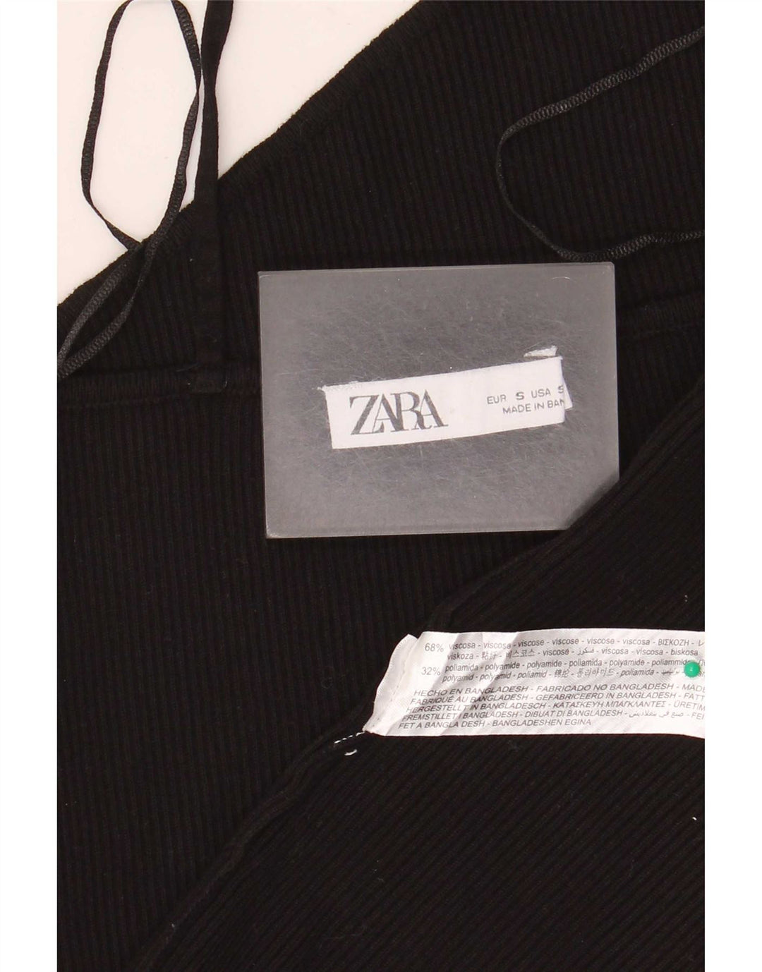Zara Femme Crop Top UK 10 Petit Viscose Noir