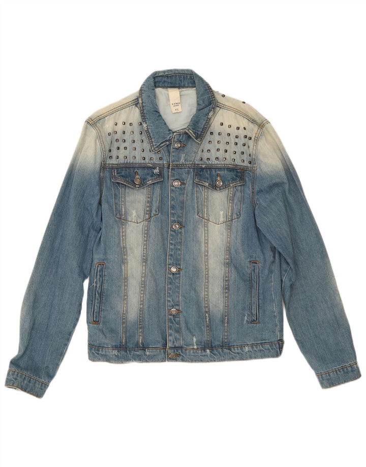 veste en denim en détresse vintage pour hommes UK 42 XL Coton Bleu