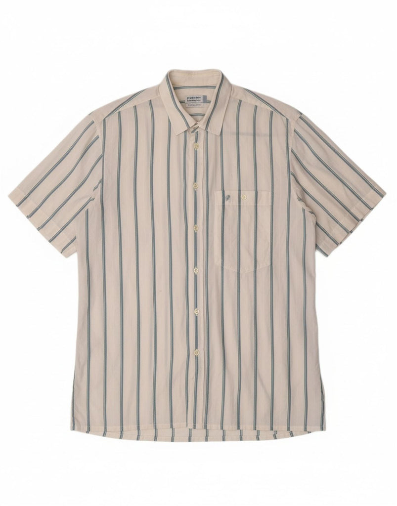 CACHAREL Mens Short Sleeve Shirt Size 16 41 Large White Striped Vintage Cacharel and Second-Hand Cacharel from Messina Hembry 