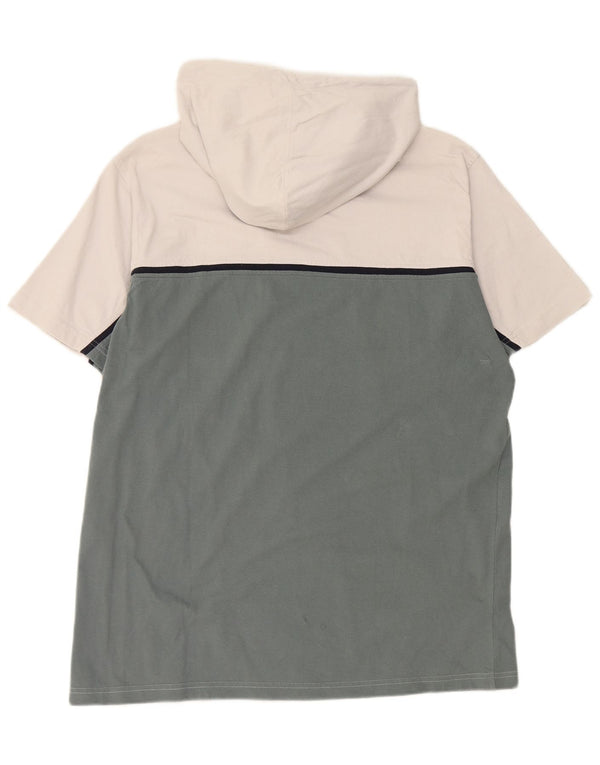 CHAMPION T-shirt à capuche et col zippé pour homme 2XL en coton color block blanc