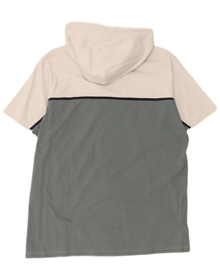 CHAMPION T-shirt à capuche et col zippé pour homme 2XL en coton color block blanc