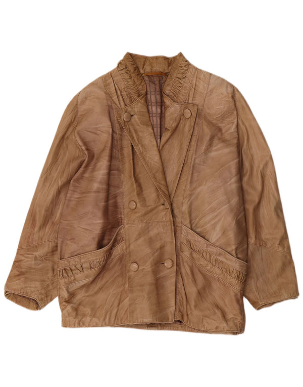 Veste en cuir surdimensionnée femme vintage UK 18 XL Beige