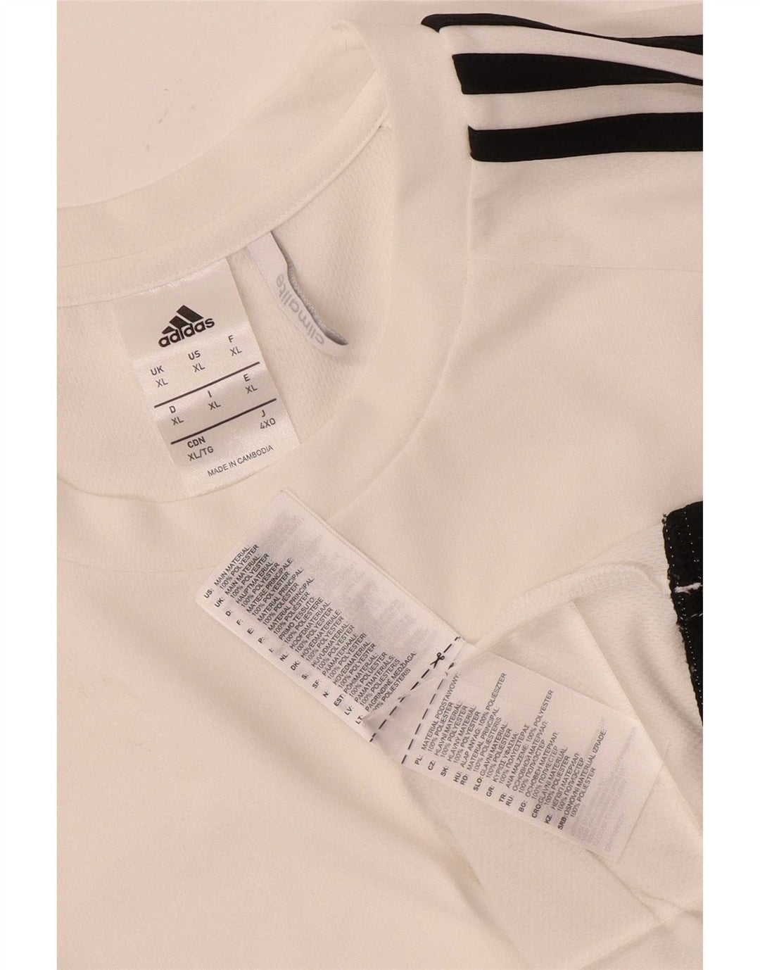 Adidas Climalite T-Shirt Top XL Blanc Colorblock Polyester