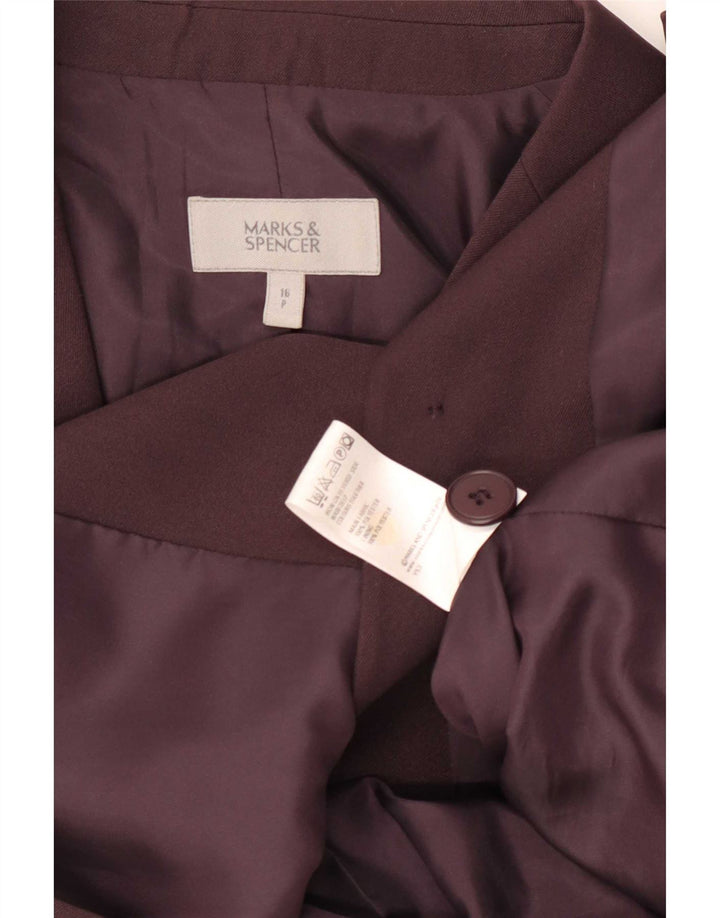 Marks & Spencer Veste blazer à 2 boutons pour femme UK 16 Large Marron Polyester