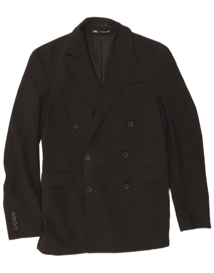 Zara Veste Blazer Double Boutonnage Homme EU 46 Petit Noir Polyester