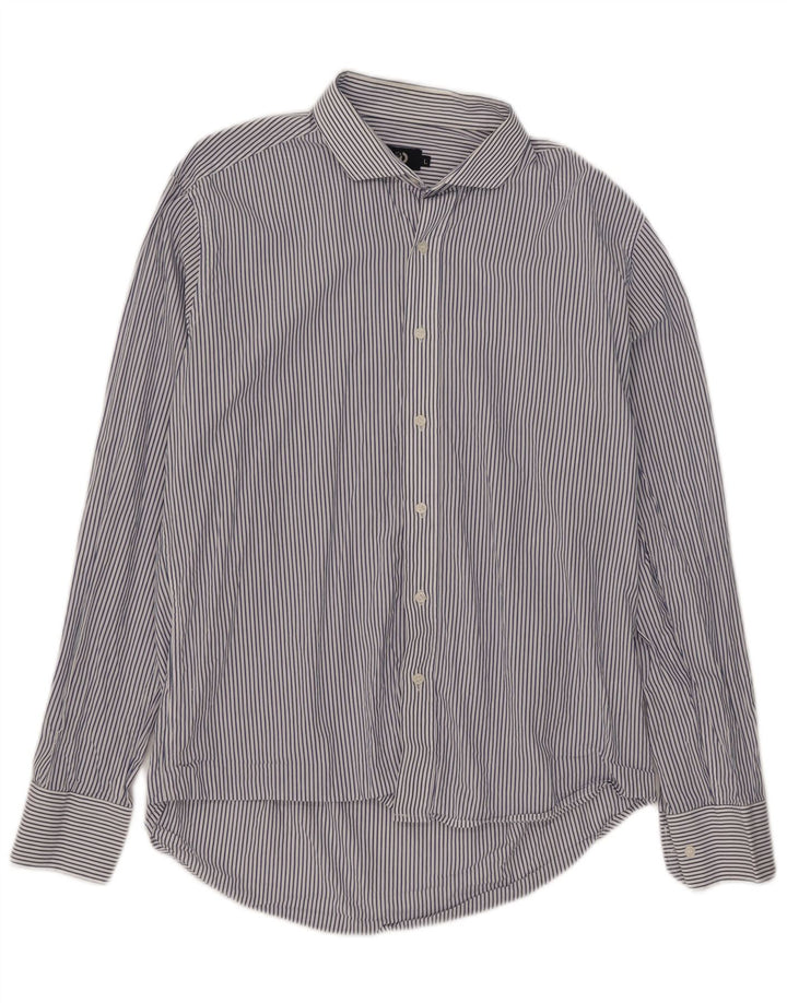 Dack's Chemise cintrée pour homme en coton à fines rayures bleues