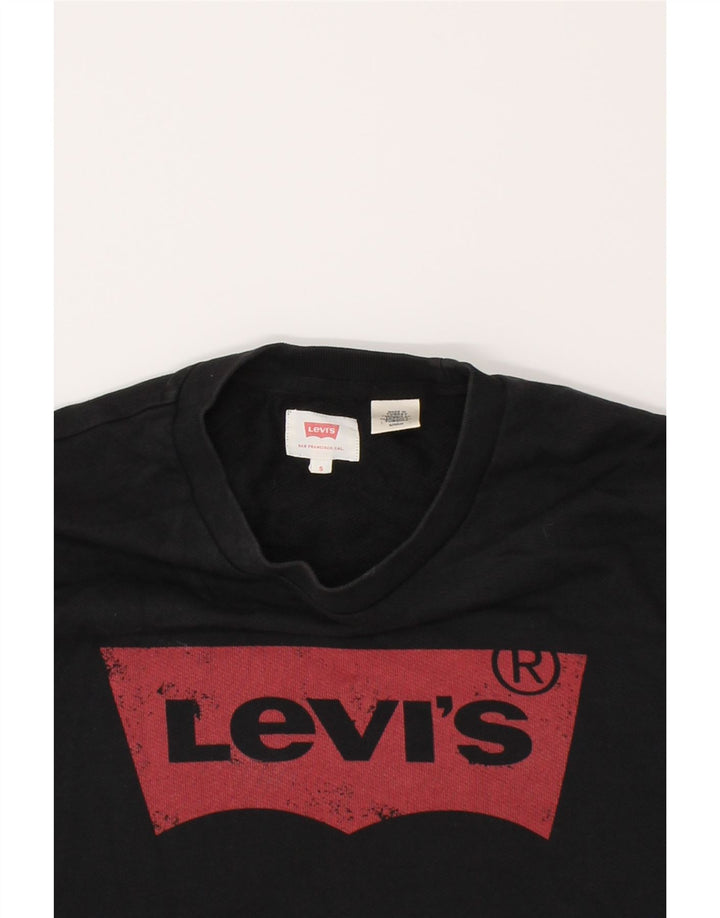 LEVI'S Womens Graphic Sweatshirt Jumper UK 10 Small Black Cotton Vintage Levi's and Second-Hand Levi's from Messina Hembry 
