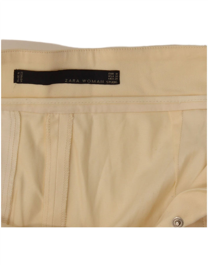 Zara Femme Studio Pantalon Court À Jambe Large Moyen W28 L24 Blanc Cassé