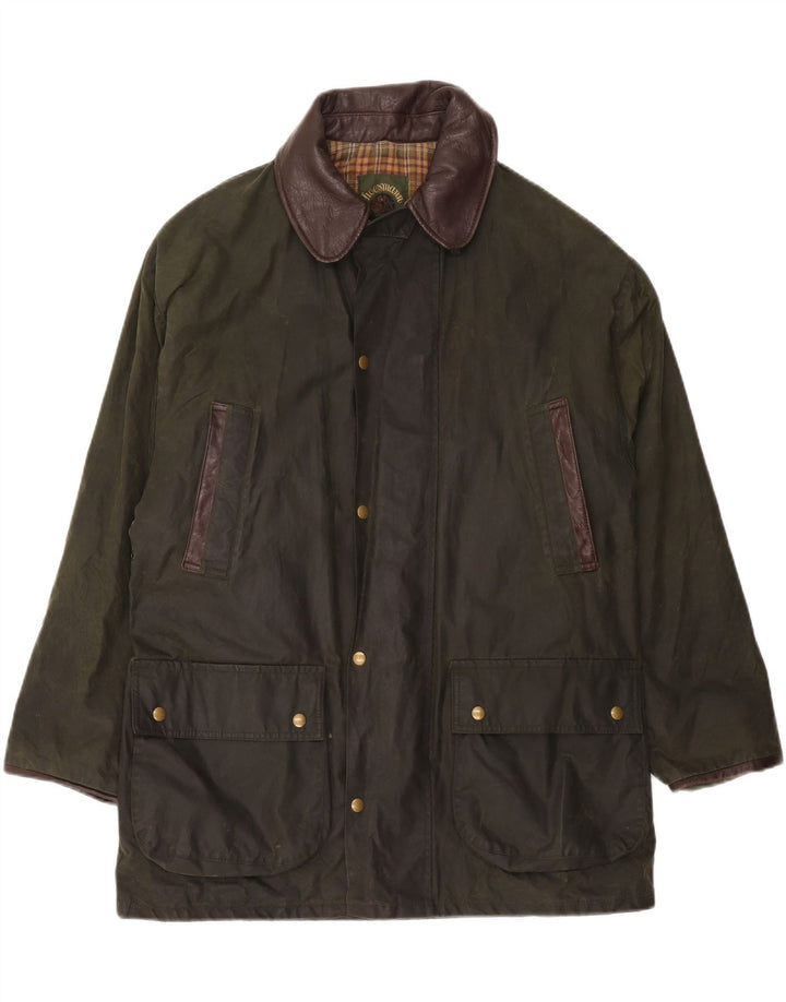 Veste en coton ciré homme vintage UK 38 Coton colourblock vert moyen