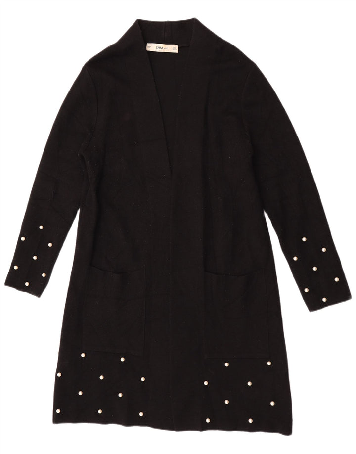 Zara Womens Longline Open Cardigan Pull UK 10 Petit Noir