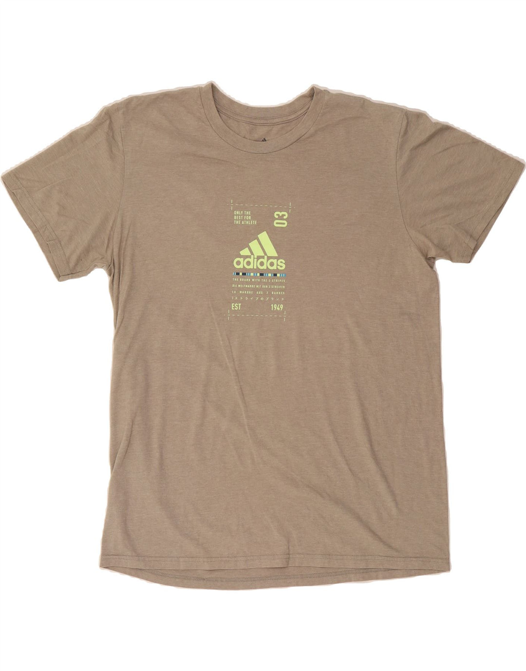 ADIDAS Mens Graphic T-Shirt Top Large Beige Polyester Vintage Adidas and Second-Hand Adidas from Messina Hembry 
