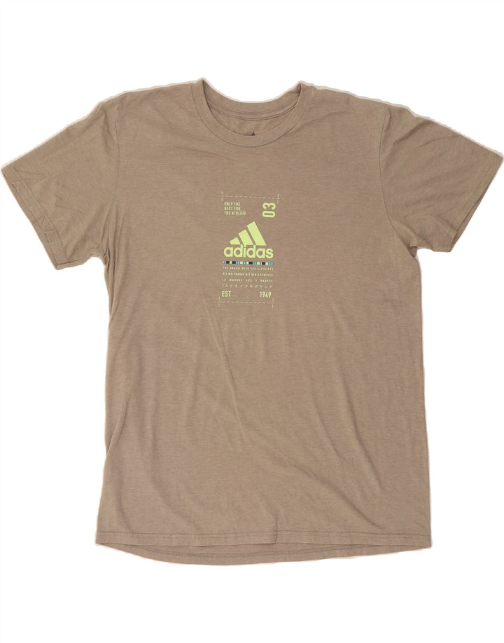 ADIDAS Mens Graphic T-Shirt Top Large Beige Polyester Vintage Adidas and Second-Hand Adidas from Messina Hembry 