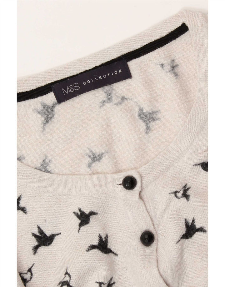 Marks & Spencer Pull cardigan à motif abstrait pour femme UK 14 Blanc moyen
