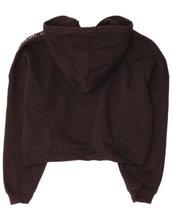 JACK WILLS Pull à capuche surdimensionné avec fermeture éclair pour femme UK 10 Petit Noir