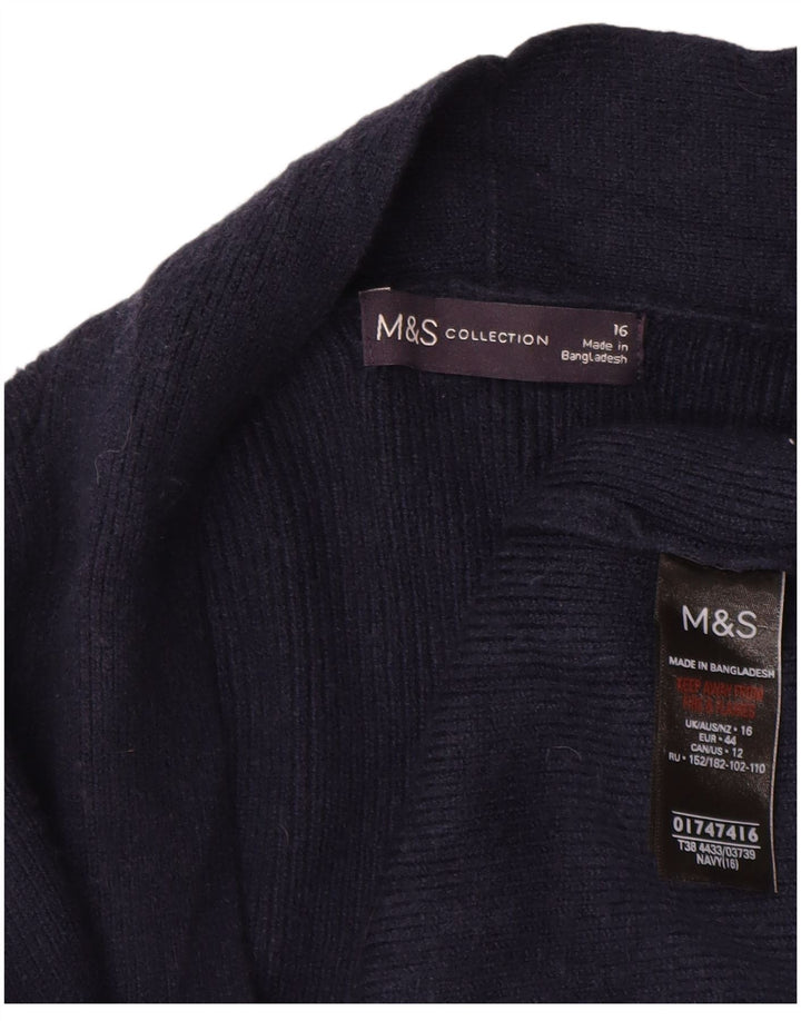 Marks & Spencer Pull cardigan ouvert long pour femme UK 16 Large Bleu marine