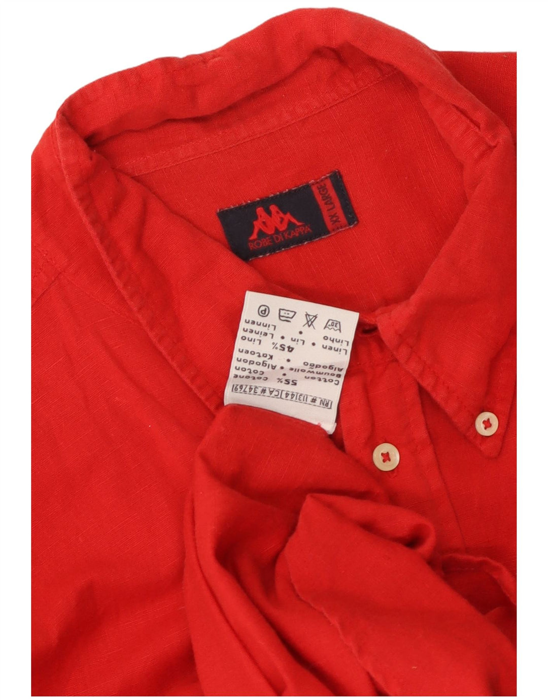Kappa Chemise à manches courtes pour homme 2XL Rouge Coton