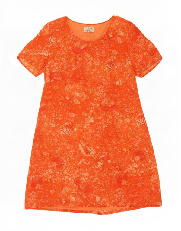 ELENA MIRO Robe trapèze à motif abstrait pour femme UK 24 4XL Orange Viscose