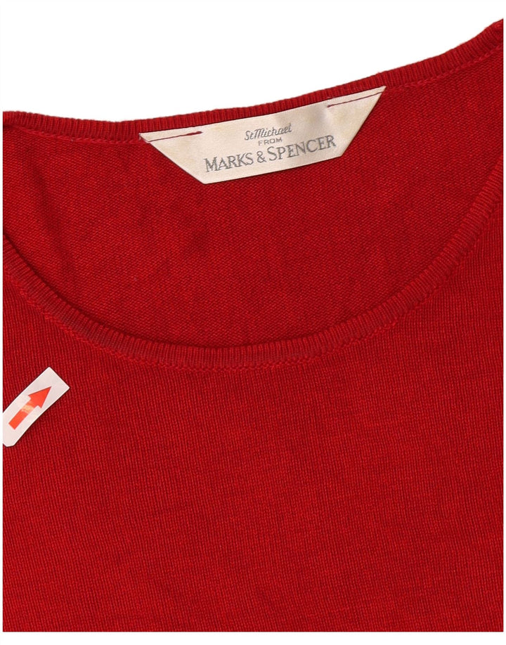 Marks & Spencer T-Shirt Femme UK 14 Large Rouge Viscose