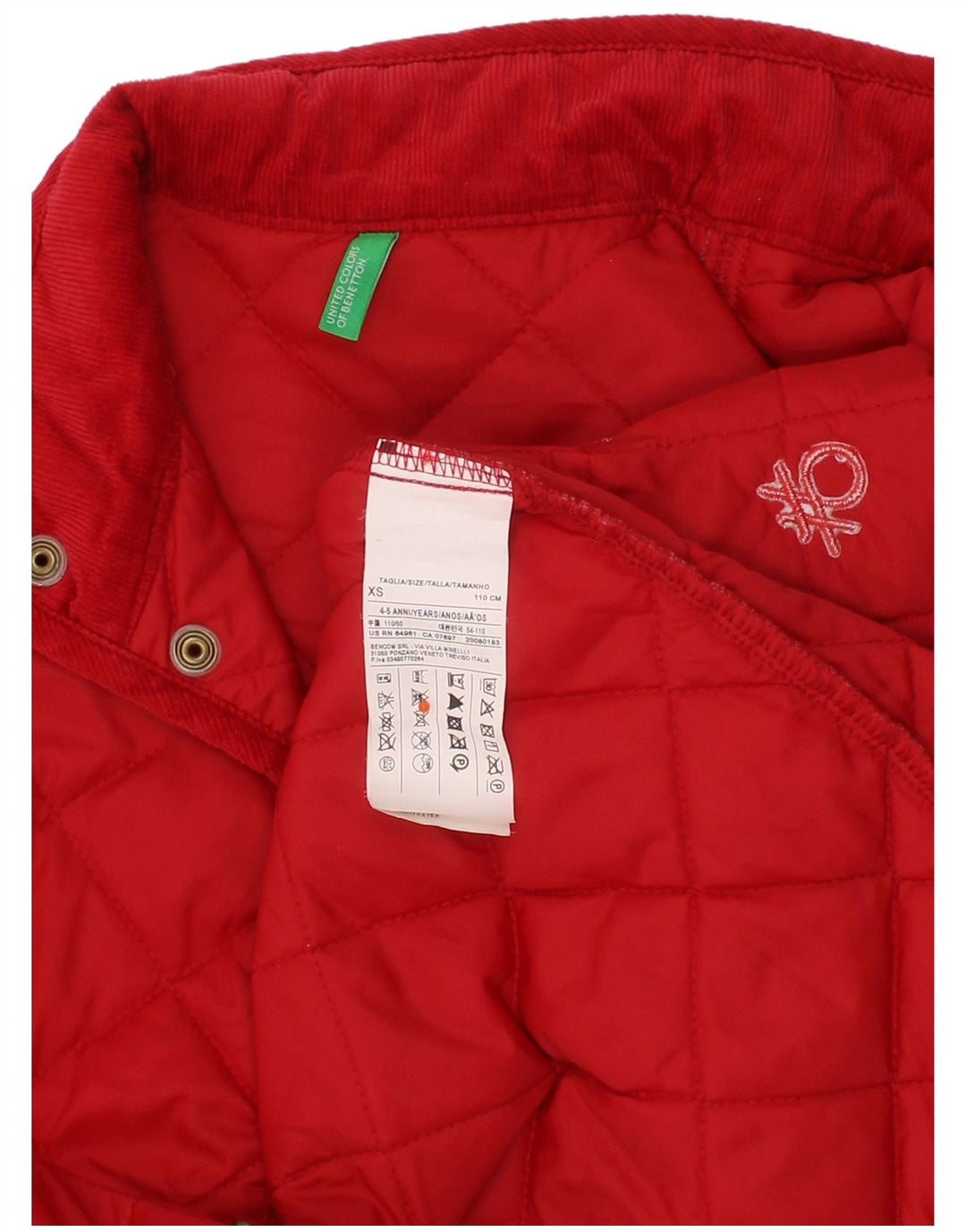 Benetton Veste matelassée Fille 4-5 ans XS Rouge Polyamide